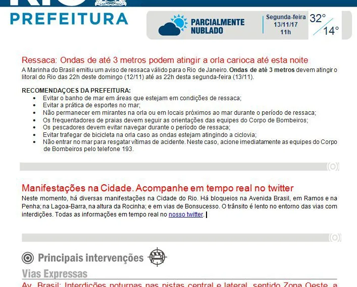 BOLETIM DE NOTÍCIAS – CENTRO DE OPERAÇÕES RIO