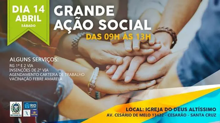 AÇÃO SOCIAL NA ZONA OESTE!!! NÃO PERCAM!!! EMPREGO!!! CURSOS!!! LEIA…