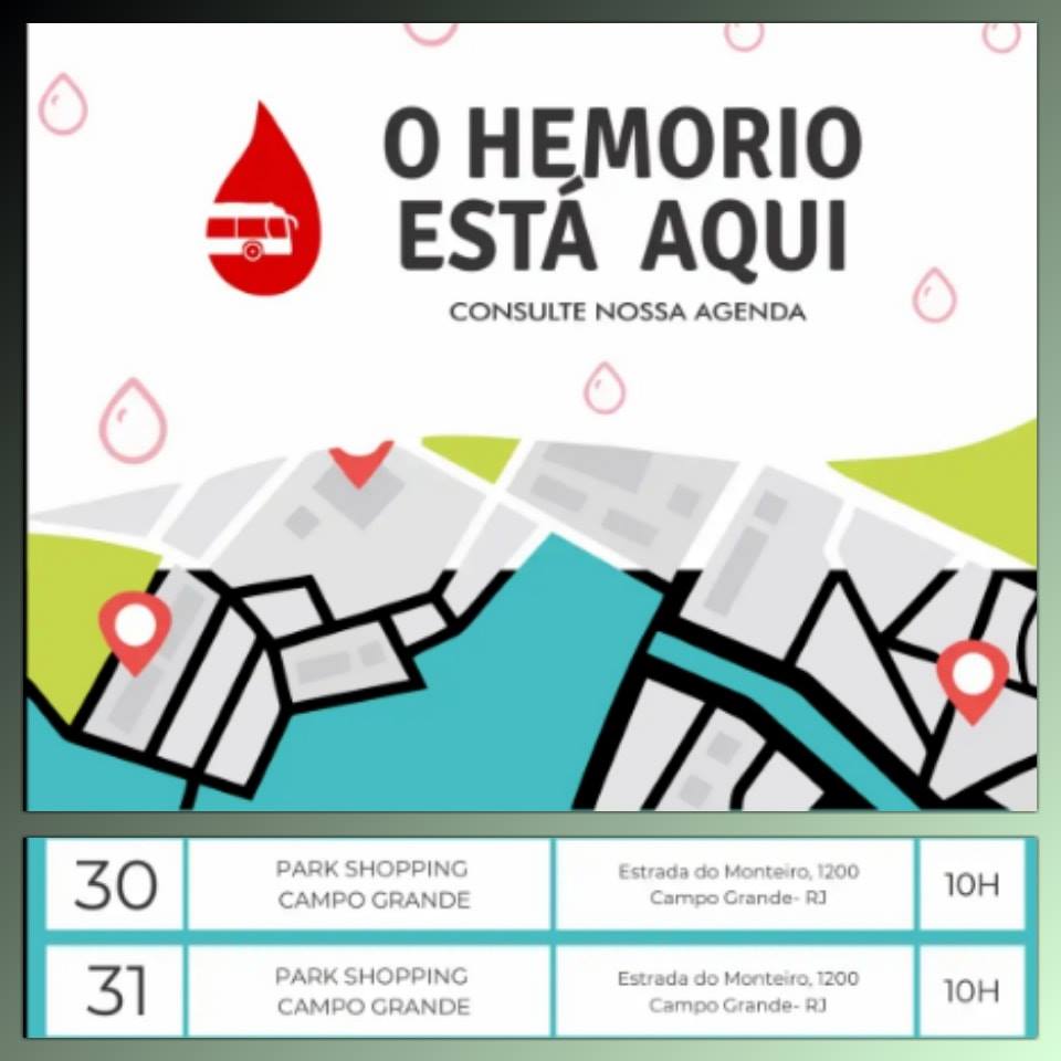 DIA 30 E 31 DE AGOSTO, O HEMORIO, ESTARÁ NO PARKSHOPPING FAZENDO COLETA DE DOAÇÃO DE SANGUE!!