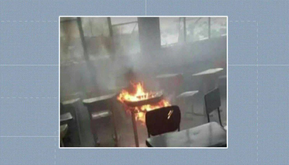 Aluno coloca fogo em prova e quase incendeia escola municipal de Itaguaí, no Rio
