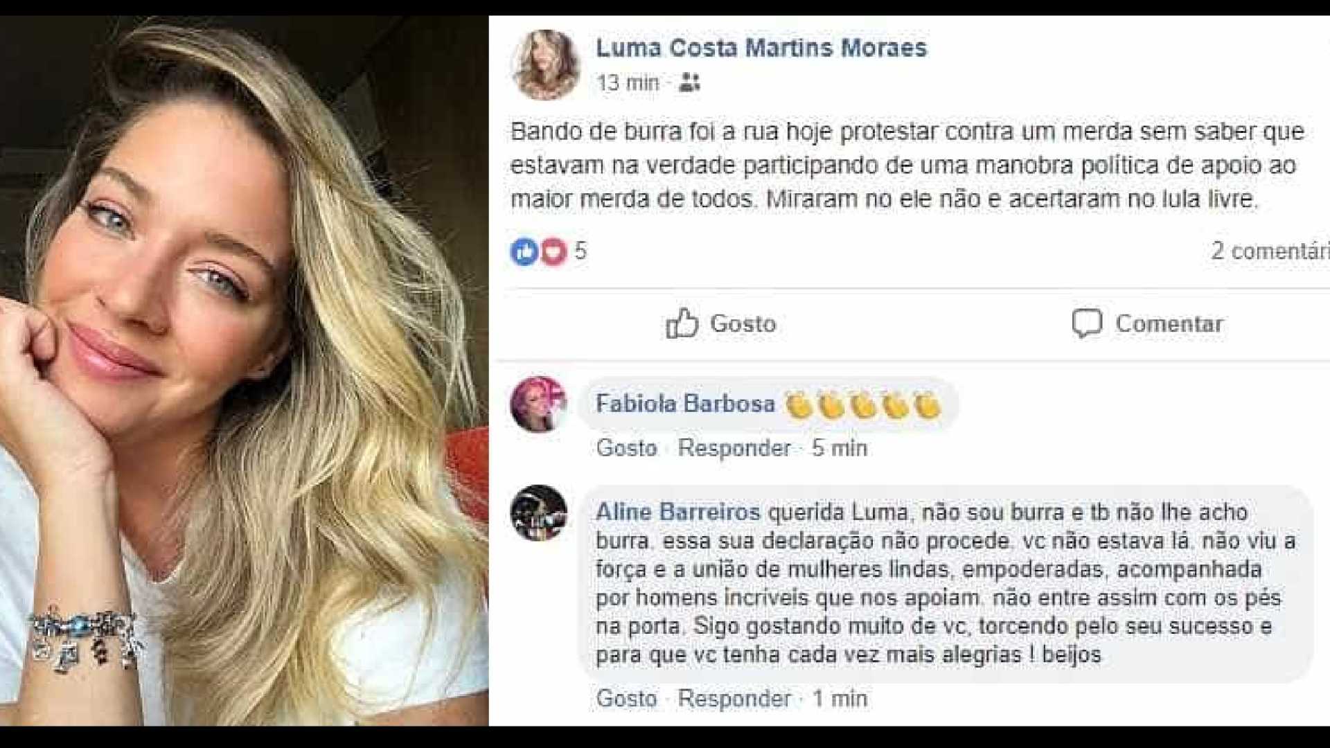 Atriz da Globo chama mulheres que protestaram contra Bolsonaro de ‘burras’