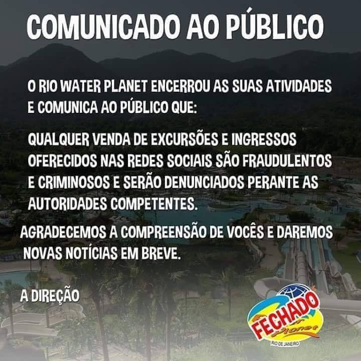 FOI BOM ENQUANTO DUROU…JUSTIÇA DETERMINA O DESPEJO DO RIO WATER PLANET