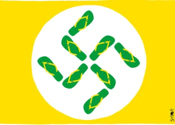 Jornal holandês publica charge de bandeira brasileira com suástica
