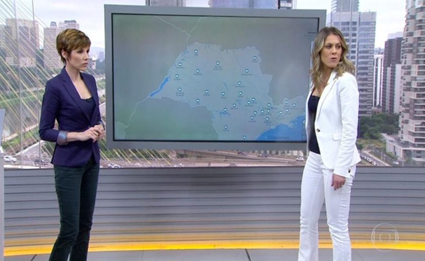 Extintor de incêndio cai durante Bom Dia Brasil e assusta jornalistas