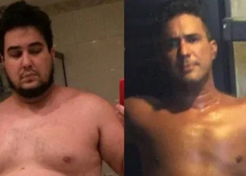 ANDRÉ MARQUES POSTA ANTES E DEPOIS APÓS PERDER 70 KG E DIZ: ‘ESTAVA NO FUNDO DO POÇO’