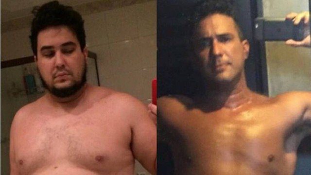 ANDRÉ MARQUES POSTA ANTES E DEPOIS APÓS PERDER 70 KG E DIZ: ‘ESTAVA NO FUNDO DO POÇO’