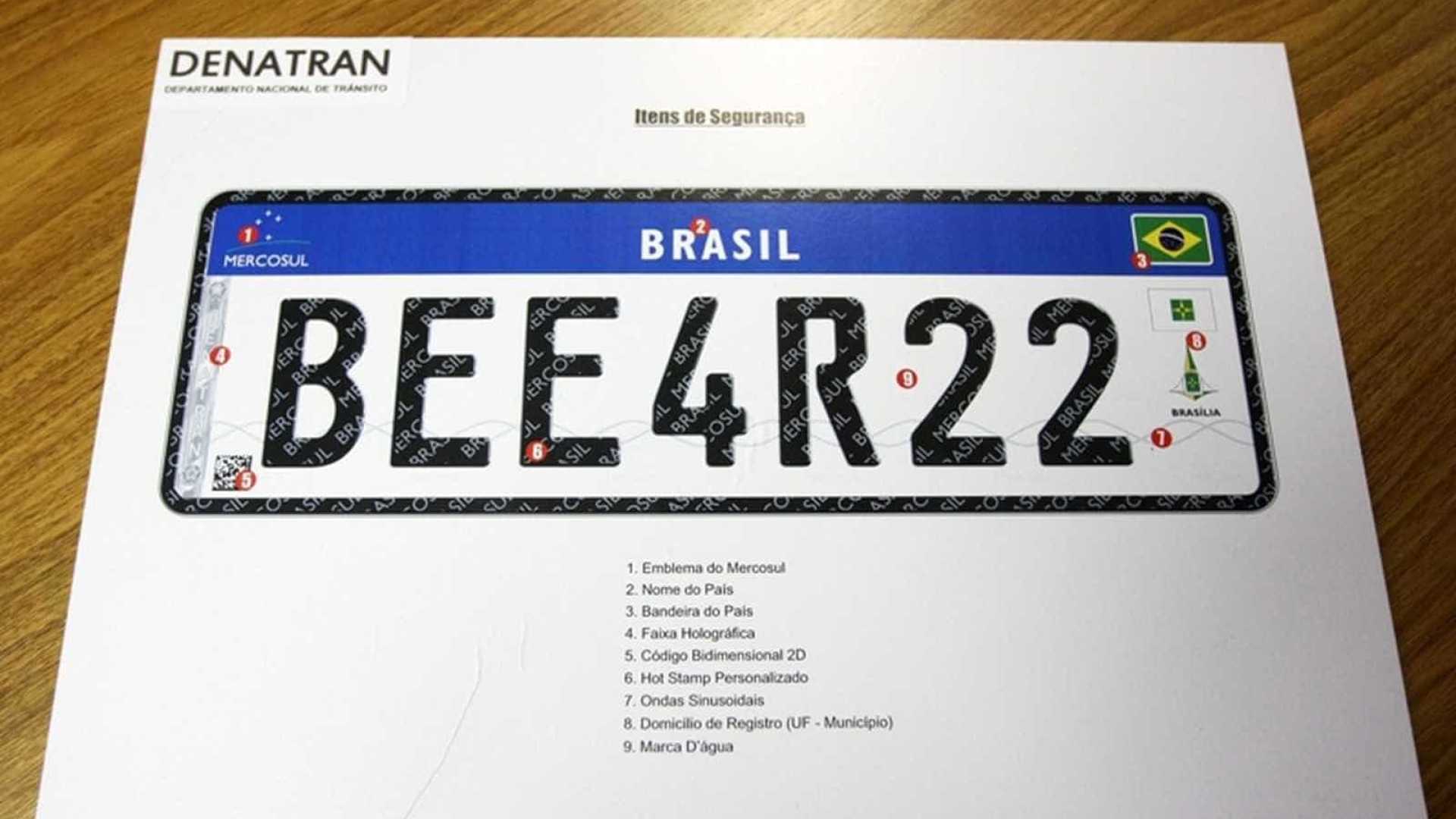 Brasões serão retirados de placas de veículos padrão Mercosul