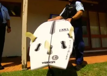 SURFISTA É ATACADO POR TUBARÃO, REVIDA COM A PRANCHA E SOBREVIVE