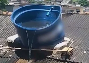 Calor derrete caixa d’água na zona oeste do Rio de Janeiro