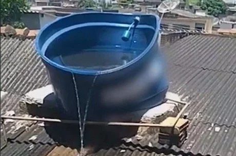 Calor derrete caixa d’água na zona oeste do Rio de Janeiro