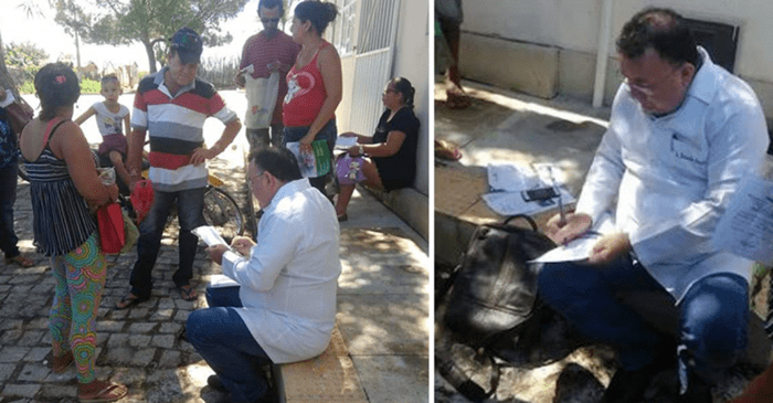 Posto médico fecha, mas médico atende pacientes na calçada