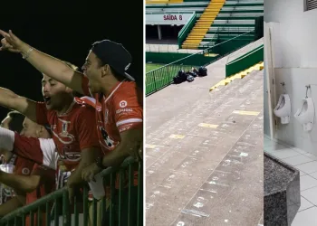 Torcida chilena limpa arquibancadas e banheiros do estádio da Chapecoense