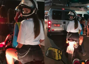 Após descer do trio de Ivete, Marquezine vai embora com mototáxi