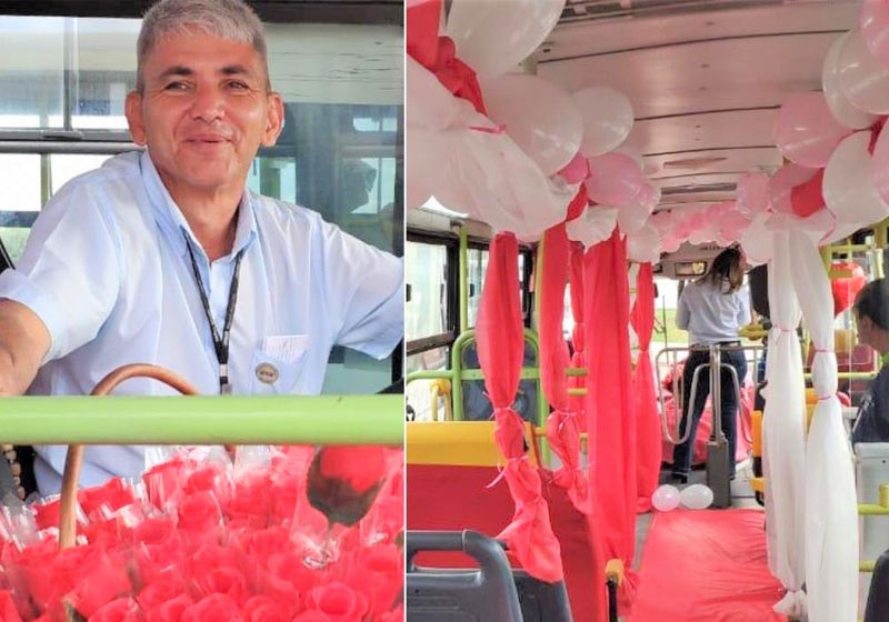 Motorista surpreende passageiras com flores no Dia da Mulher