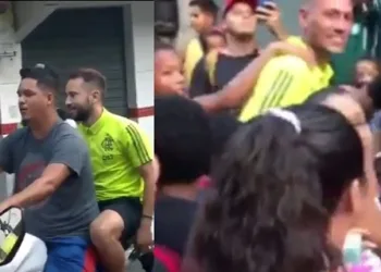 Vídeo: jogadores do Flamengo sobem morro e distribuem ovos de Páscoa para criançada