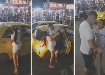 Mulher grávida flagra esposo dentro de táxi com amante e se revolta; assista ao vídeo