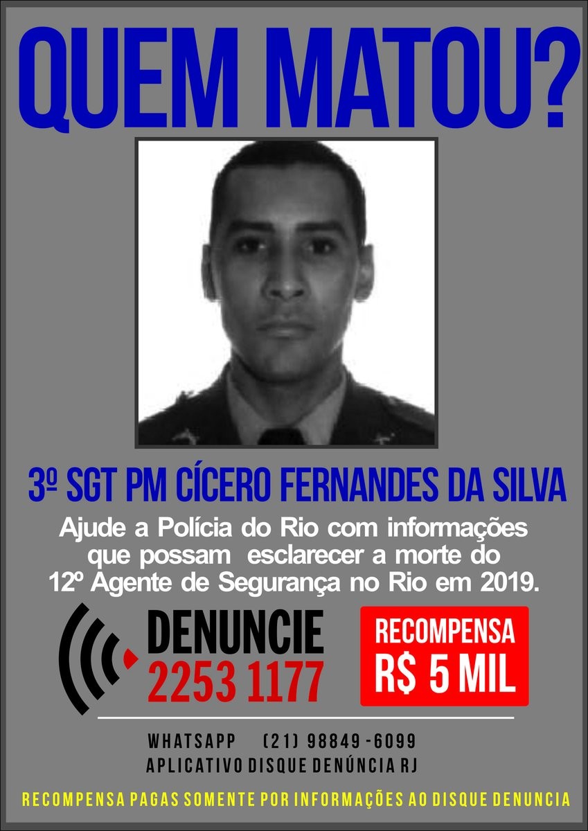 Disque Denúncia pede informações sobre morte de policial militar em Itaguaí