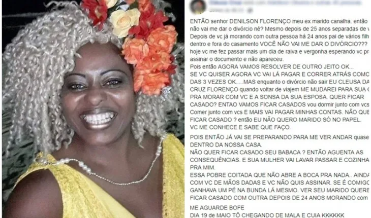 ‘Cleusa de mala e cuia’ quer o divórcio há 25 anos, ex nega e vingança tem data marcada