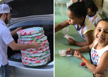 Após criança relatar que nunca comeu pizza, estabelecimento realiza ‘Dia da Pizza’ em creche