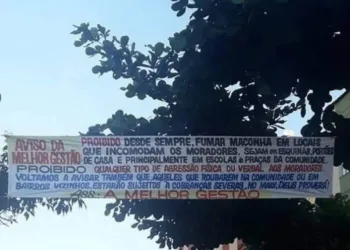 Traficantes colocam faixa proibindo o uso de drogas em bairro da Zona Oeste