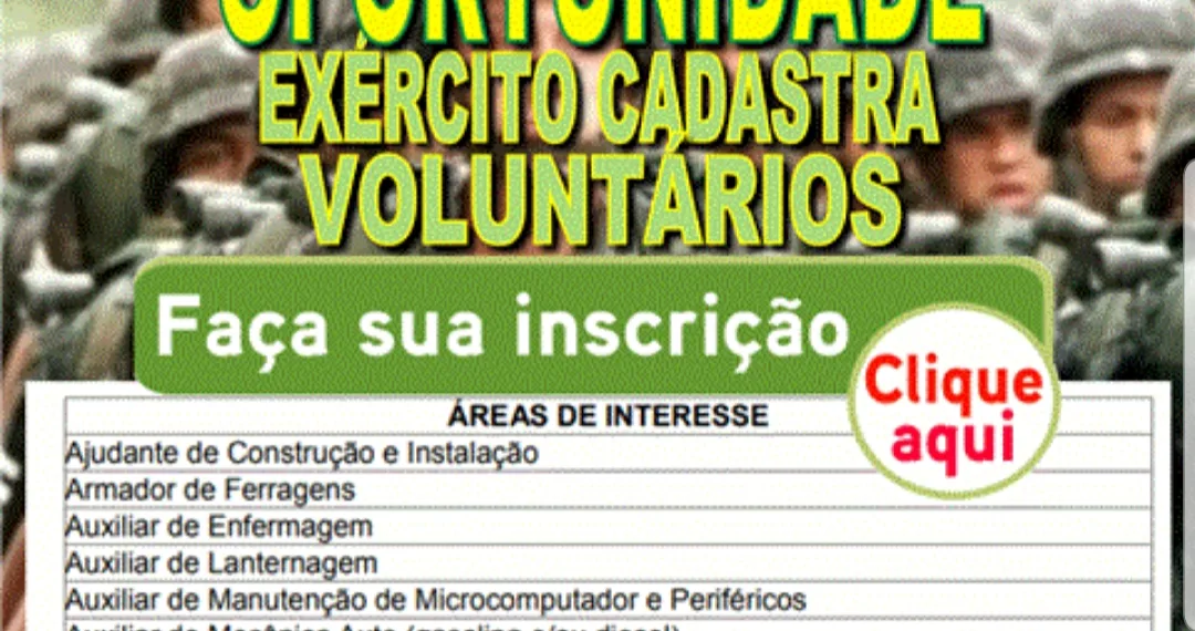 Exército cadastra PINTORES, ELETRICISTAS, COZINHEIROS… para servir como CABO. Não é concurso
