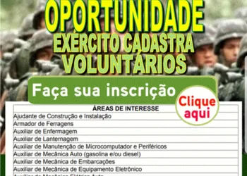 Exército cadastra PINTORES, ELETRICISTAS, COZINHEIROS… para servir como CABO. Não é concurso