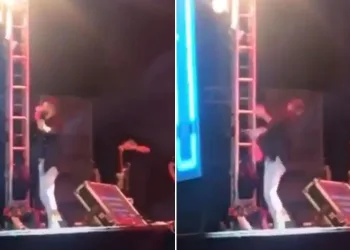 Gusttavo Lima é atingido por copo no rosto em show na Bahia; vídeo