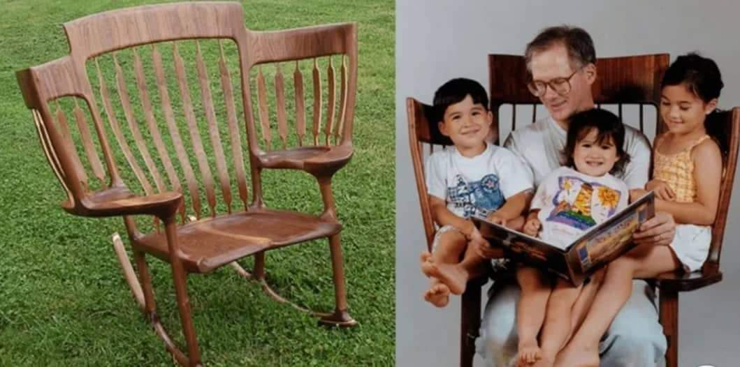 Pai constrói cadeira especial para contar histórias para os três filhos