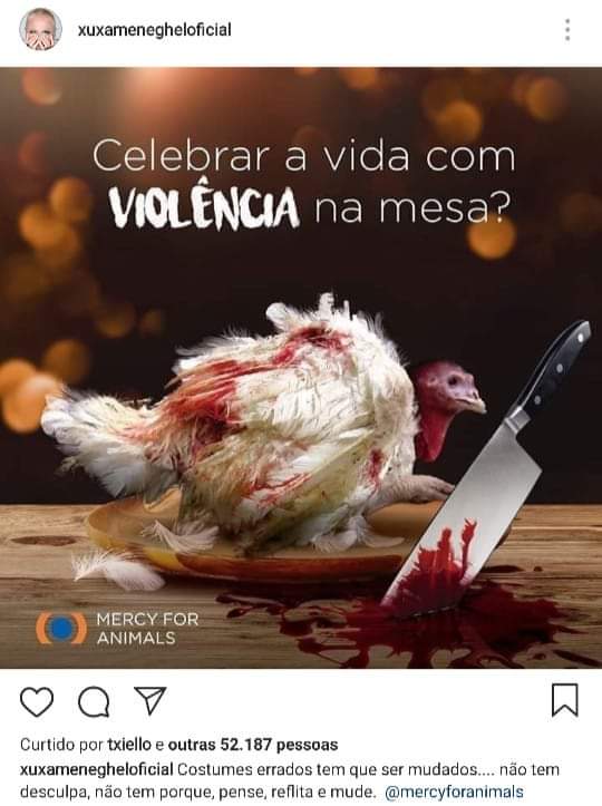 XUXA FAZ PROTESTO CONTRA MATANÇA DE PERUS PARA CEIA DE NATAL
