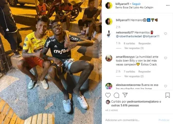 Arboleda, do São Paulo, aparece em foto vestindo a camisa do Palmeiras