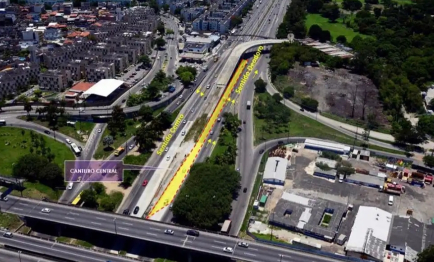 Uma faixa da Avenida Brasil será interdita para limpeza do canteiro central das obras da Transbrasil