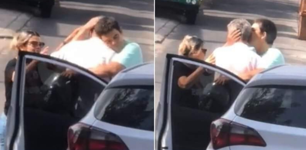 Idoso bate em moto, chora e é consolado pelo próprio motociclista