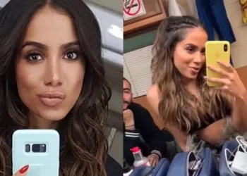Patrocinada pela Samsung, Anitta usa Iphone, mas sempre esconde o celular. Veja vídeos