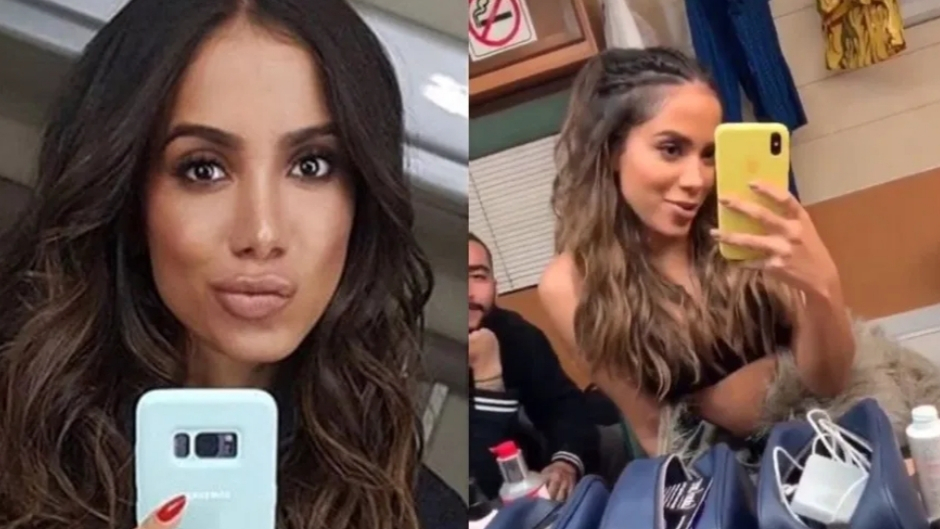 Patrocinada pela Samsung, Anitta usa Iphone, mas sempre esconde o celular. Veja vídeos