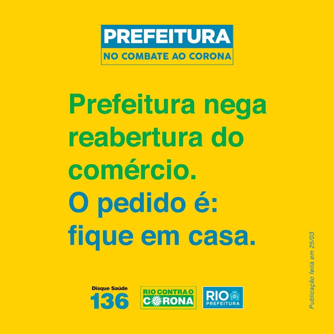 A Prefeitura volta atrás e não vai permitir a reabertura do comércio na cidade.