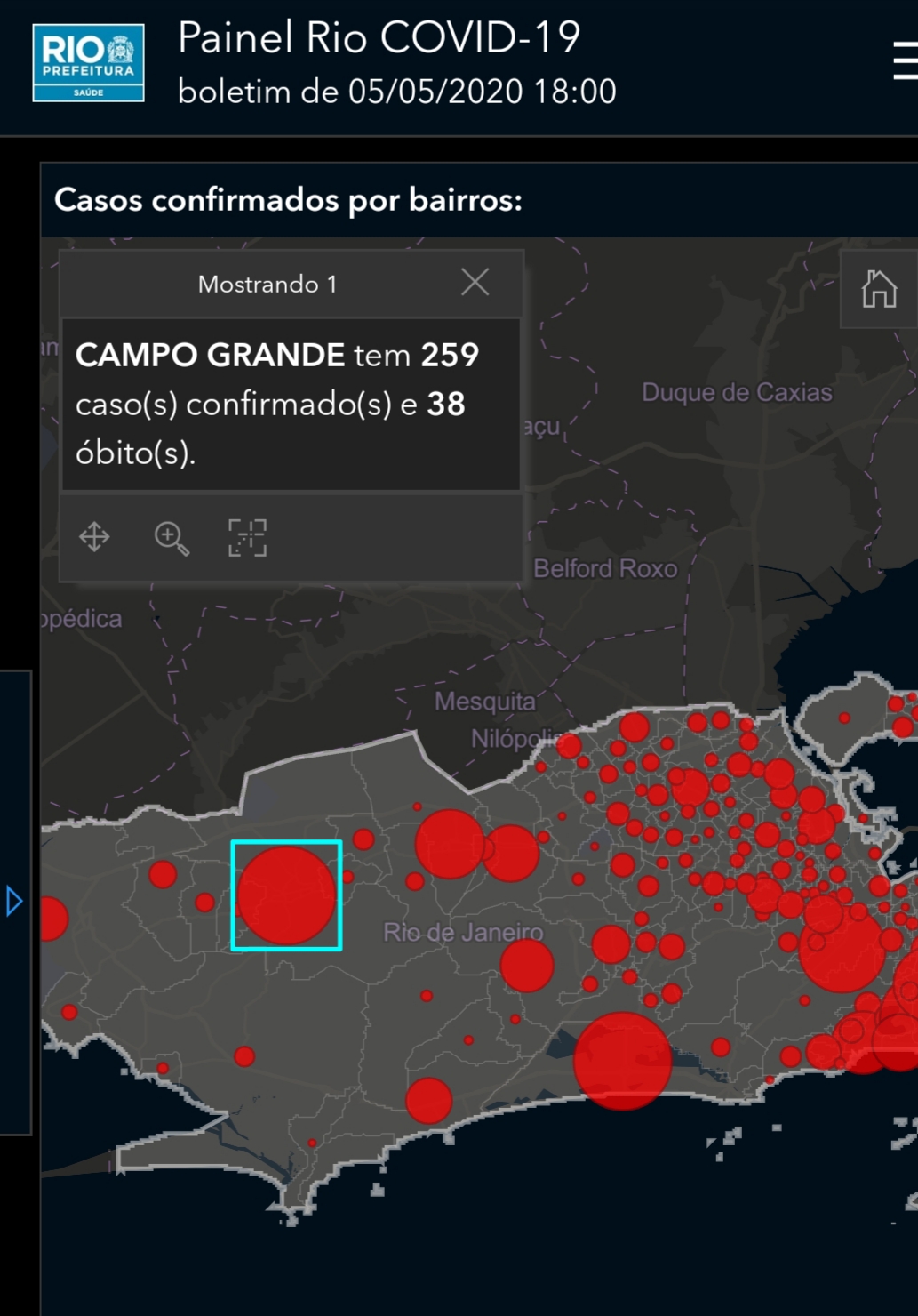 Campo Grande lidera o número de mortes por coronavirus no Rio