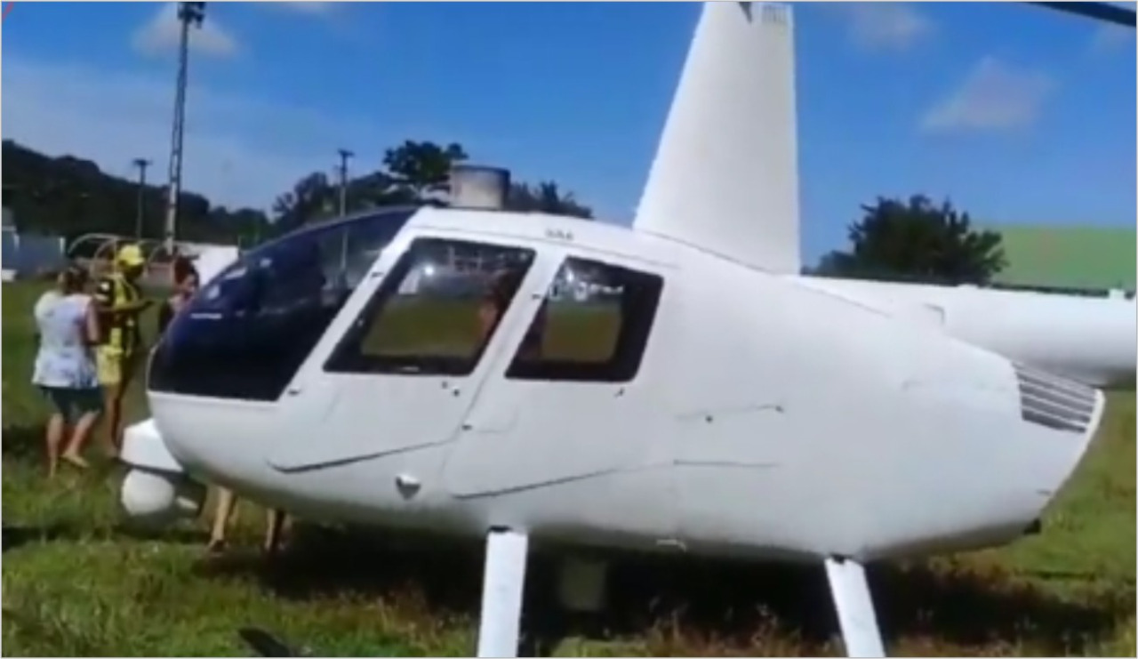 Vídeo: helicóptero da Globo enfrenta problema técnico e precisa fazer pouso forçado