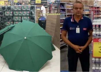 Absurdo!! Homem morre no supermercado Carrefour e corpo fica no local, coberto por guarda-sóis
