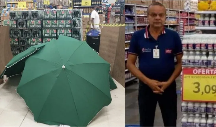 Absurdo!! Homem morre no supermercado Carrefour e corpo fica no local, coberto por guarda-sóis