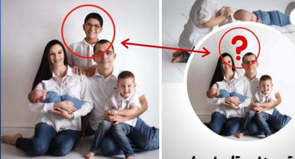 Mulher pede para alguém apagar enteado da foto com seus outros filhos