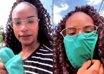 Sem máscara, funkeira decide usar calcinha no rosto para entrar em shopping