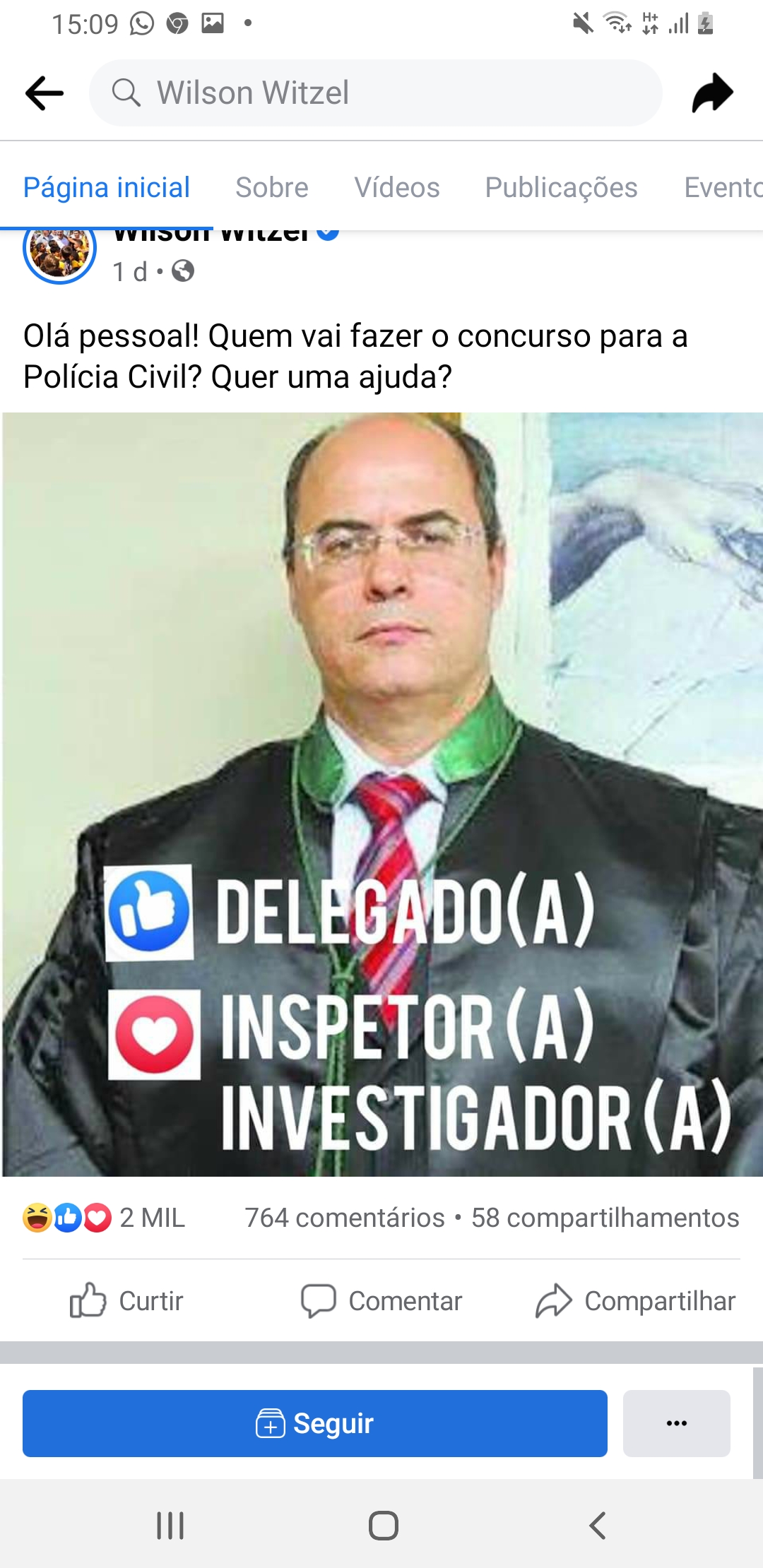 APÓS IMPEACHMENT, EX GOVERNADOR WILSON WITZEL ABRE CURSO PARA SER MENTOR DE CONCURSEIROS