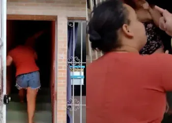 Barraco: amante leva surra pela 2ª vez e é jogada da escada por não largar o macho da amiga
