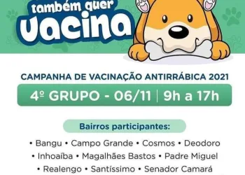 VACINAÇÃO ANTIRRÁBICA AVANÇA PELA ZONA OESTE NO SÁBADO 6/11