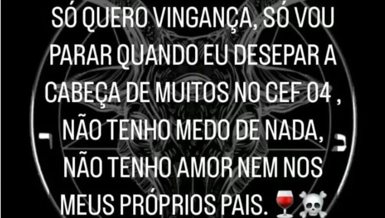 ATERRORIZANTE!! VEJA AS AMEAÇAS DO ADOLESCENTE QUE PLANEJAVA MASSACRE NO DF