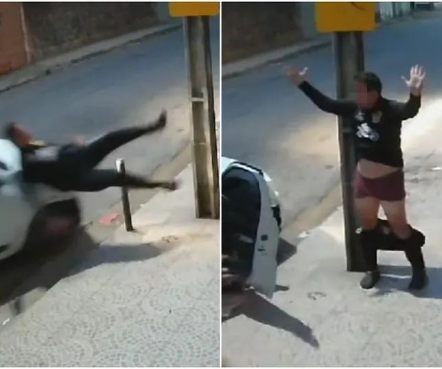 VÍDEO: Em 1 hora, homem é assaltado duas vezes, atropelado e deixado só de cueca