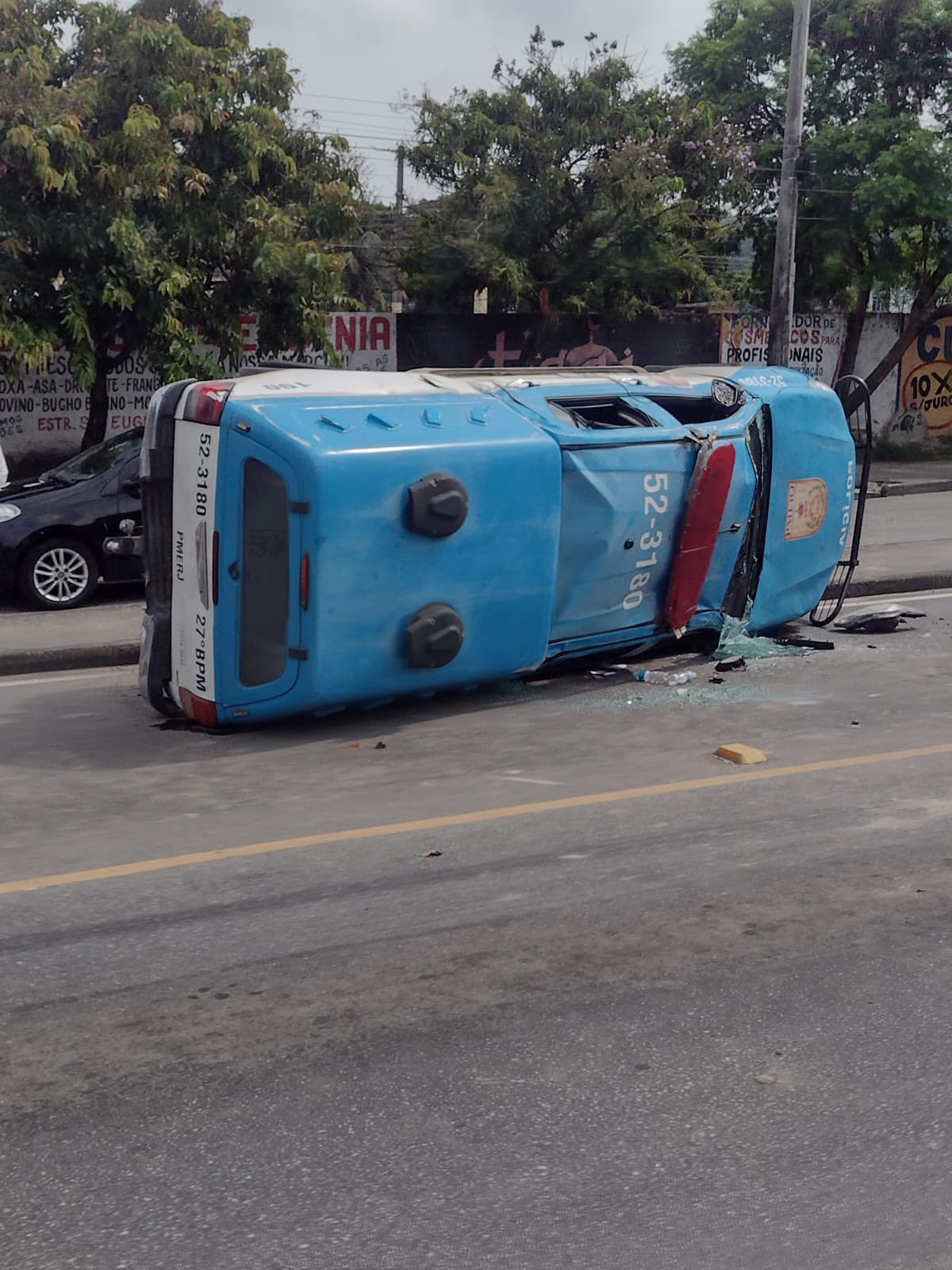 Viatura da PM Sofre Acidente em Paciência