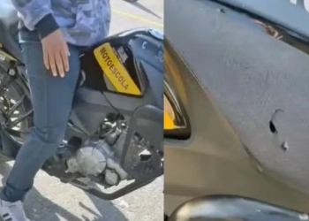 Vídeo Mostra Bala Perdida Atingindo Moto de Autoescola Durante Aula