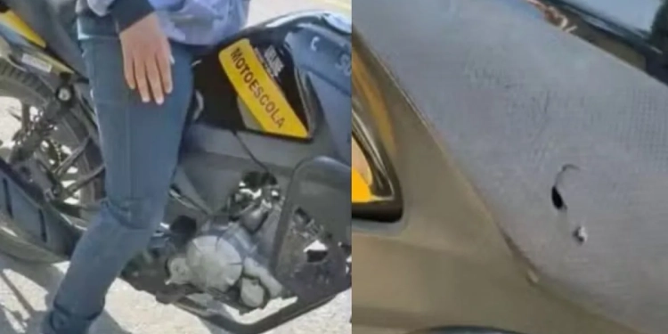 Vídeo Mostra Bala Perdida Atingindo Moto de Autoescola Durante Aula