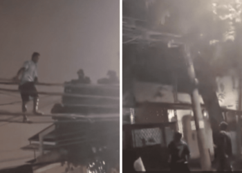 Vídeo: Indivíduo que furtava cabos suplica por ajuda da polícia após ser cercado por moradores.